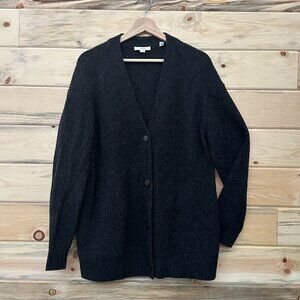 Vince Charcoal and Cashmere Oversized Double-Knit Cardigan